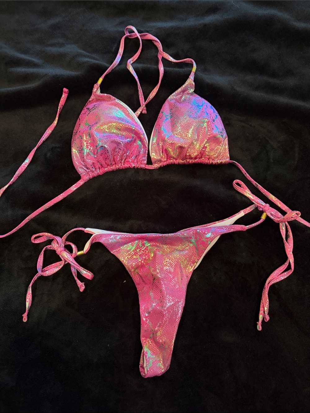 SHEIN Shiny Magenta Bikini Two-Piece Set B2